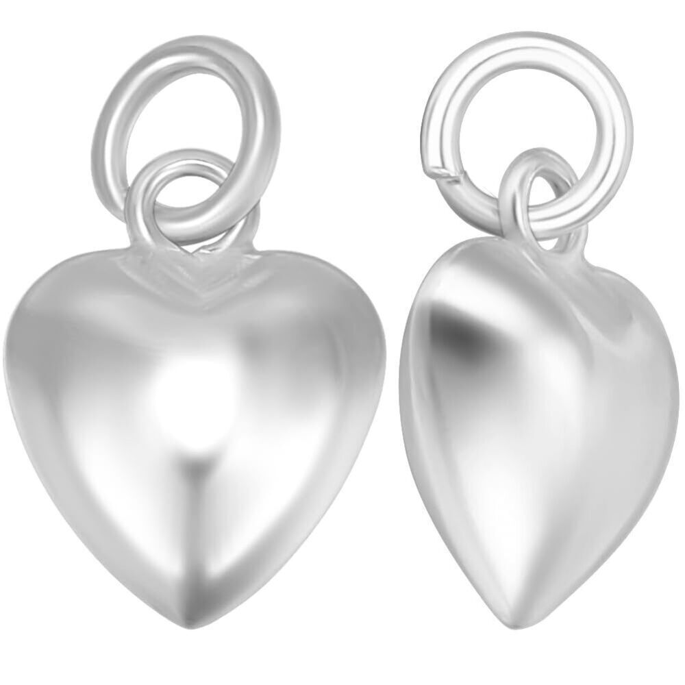 2541 1 Box 3Pcs 925 Sterling Silver Charms Puffed Heart Charms 3D Love